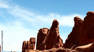 Red Sandstone rock formations in Arches National Park, Moab, Utah.