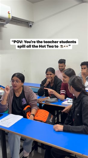 @iamriri_1112 on Instagram: "Not the syllabus… but the hot tea finds me first ☕️👀 . . . . . . . • teacher pov • classroom moments • student teacher bond • teacher life india • classroom vibes • relatable reels • indian classroom • teacher humor • education reels Educator , Teacher , Teaching , Learning , Education , Student , Students , Classroom , School Life , College Life , Study Life , Student Memes , Teacher Memes , Teacher Student Relation , Funny Study Memes , Education Memes , Indian St
