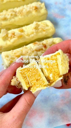 Jasmin Weston | 5 ingredient no bake white chocolate mango bounty bars Ingredients: 200g frozen mango 150g desiccated coconut 1/4 cup maple syrup... | Instagram