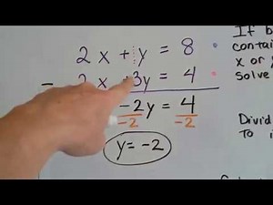 Grade 8 Math #8.3d, Elimination Method - Using subtraction