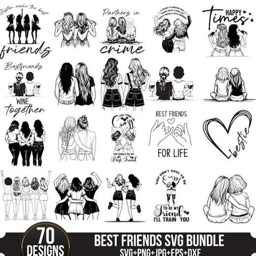 Best Friends SVG Bundle, 70 Friendship Designs (digital Download) - Etsy