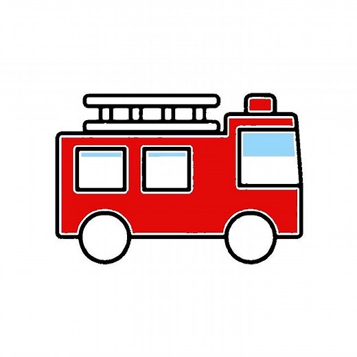 【ぬりえ図鑑】消防車の塗り絵が完成するまで