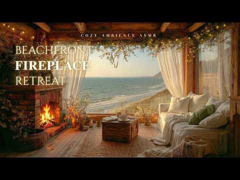 Beachfront Fireplace Retreat 🌅 Soft Waves and Birdsong for Quiet Study and Rest