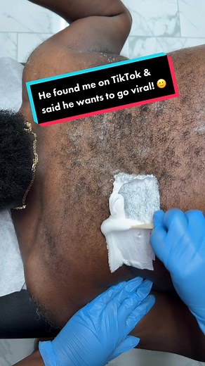 He found me on TikTok qnd said he wants to go viral like Taco Meat Man 😂😂. @dnawaxsupply on the chest wax slay 🙌🏾 #waxingqueenadventures #estheticiantiktok #satisfying #fyp #foryou #chest #chestwax #chestwaxing #hairremoval #tacomeat #waxing #wax #waxingvideos #estheticianlife