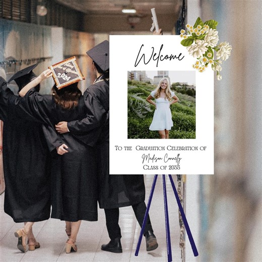 Fully Editable Graduation Party Welcome Sign, Graduation Celebration Sign 18 X 24 Printable Canva Template, Photo Upload Grad Party Sign - Etsy