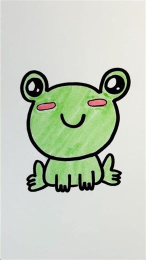 How to draw Easy Cute Frog Step by Step for Kids | Spring Drawings