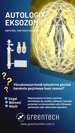 AUTOLOGIX EKSOZOM (Otolog Eksozom) Vücudumuzun doğal iyileştirici özelliklerini, rejenerasyona ve doku onarımına yönlendiren yenilikçi bir tedavidir. Tüm eksozomlar, hücreler ve proteinlerin ultra filtrasyon yöntemi ile elde edilir. 1 cc’de 26 milyar eksozom içerir Tüm dokularda rejenerasyon sağlar Bağışıklık sistemini güçlendirir. Hücre yenilenmesi sağlar İnflamasyonu azaltır. Kolajen Sentezi sağlar Hızlandırılmış iyileşme sağlar. Kişiselleştirilmiş tedavi seçeneği. Minimal invaziv uygulama. IS