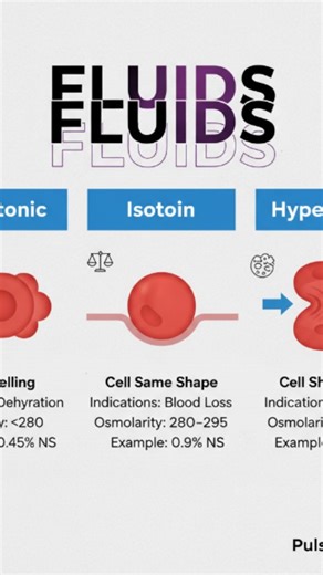 Pulsecheck MD on Instagram: "💧Fluids Made Simple! 💧 Understanding IV fluids doesn’t have to be hard 👩‍⚕️ Here’s the difference between Hypotonic, Isotonic, and Hypertonic fluids — where they go, what they do, and when to use them. 🧠 Perfect for med students & healthcare professionals! @pulsecheck_md #Fluids #IVFluids #MedicalEducation #MedReels #MedStudent #NursingSchool #CriticalCare #EmergencyMedicine #MedNotes #MedLearning #Pharmacology #InternLife #DoctorLife #MedicalSimplified #Medicine