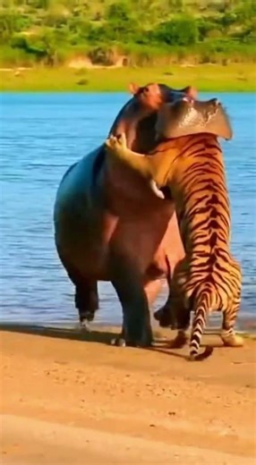 Hippo Grabs Tiger’s Head