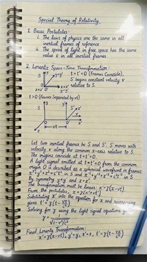 special theory of relativity | Lorentz transformation space tes #physics #special @ShaktiNexGen
