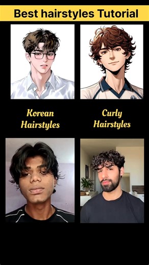 Korean and Curly hairstyles Tutorial#hairstyle#curlyhair#koreanhairstyle#haircare#hair#looksmaxxing