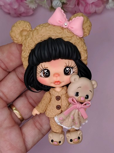 Bonequinha de Biscuit: Ursinho de Pijaminha Fofinho