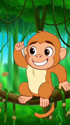 #monkey cartoon 2d #monkey hung with tree 🎄 in jungle