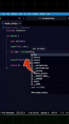 Check Length of a string in c #programing #shorts