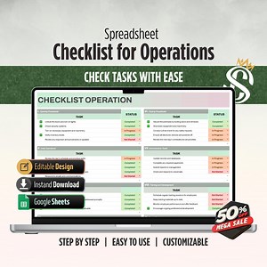 Checklist Operation Template | Google Sheets | Task Management for Teams and Individuals | Digital Download - Etsy