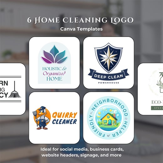 6 Home Cleaning Logo Canva Templates | Editable Design for Cleaning Services - Etsy Canada
