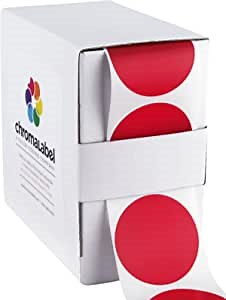ChromaLabel 1.50 Inch Round Label Permanent Color Code Dot Stickers, 500 Labels per Dispenser Box, Red