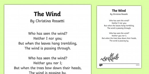 The Wind by Christina Rossetti Poem Print-Out