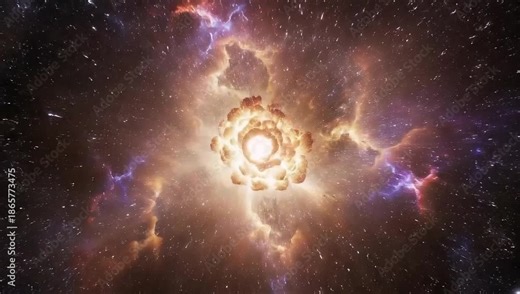 Powerful Supernova Explosion Of Massive Star With Bright Energy Burst Aand Cinematic Space Animation Video