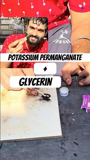 preparation of potassium permanganate reaction | glycerin + potassium permanganate