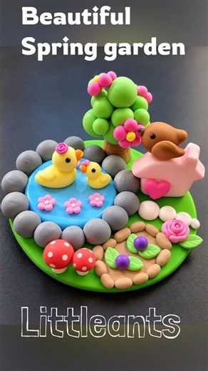 Made a Beautiful Spring garden with Air dry clay Rate my work from the scale 1 to 5 #shorts