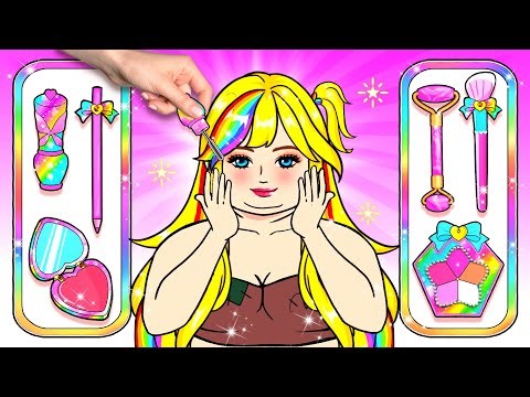 👑 Paper Dolls Dress Up ️🎉 Chubby Princess Make Up The First Time 🌈 DIY Handmade Outfits