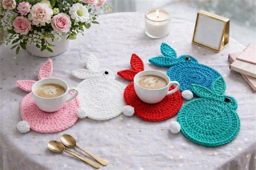 Bunny Coaster Crochet Pattern, Easter Gift Decor (english PDF Pattern) - Etsy