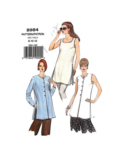 1994 Vogue 8984 Misses Tunic Top Sewing Pattern Size 8-10-12 Very Easy Very Vogue - Etsy
