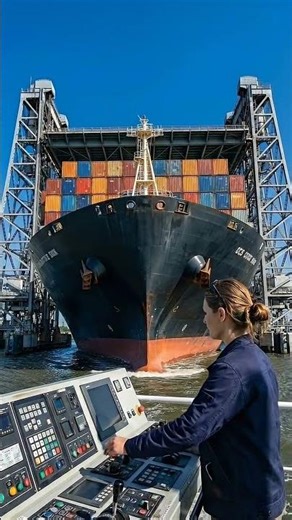 Giant Bridge Opening And Cargo Ship Crossing | Satisfying Engineering Moment