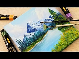 Acrylic painting for beginners | How to paint Mountain landscape | Art challenge # 84