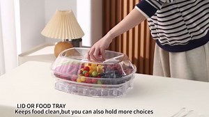 Serving Tray on Ice,Chilled Serving Tray,Serving Trays That Keep Food Cold,Kitchen Chilled Food Bowl with Compartment and Lids for Shrimp, Fruits, Vegetables, Salads
