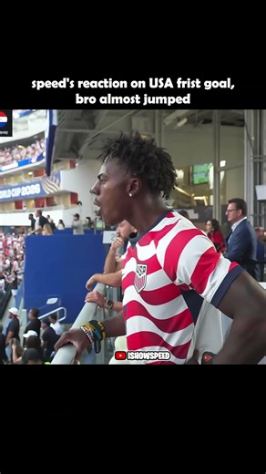 Speed almost jumped into the crowd on the USA First goal😭 #ishowspeed #fifa #football