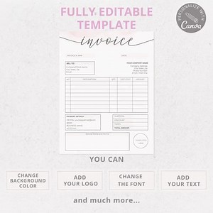 Editable Invoice Template: Small Business Order Form, Canva, Instant Download - Etsy Australia