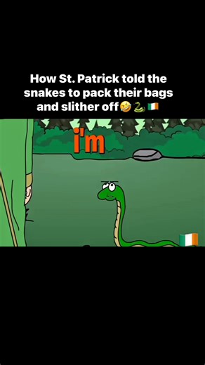 How St. Patrick told the snakes to pack their bags and slither off🤣🐍🇮🇪 #ireland #irish #saintpatrick #reels #funny #snakes | Hashel Thilanka