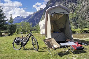 The B Turtle Microcaravan for e-Bikes Sleeps Two Adults, Renders Bikepacking Obsolete