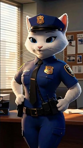 You Won’t Believe Cop Cat’s New Look! 😱🔥 #CopCat