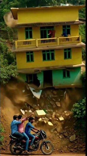 Heart-Stopping Moment: A Rural House Suddenly Collapses!