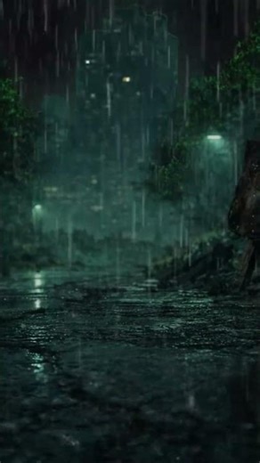 Heavy Rain in Abandoned City 🌧️ Dark Night Ambience