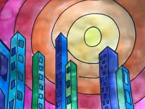 2nd 3rd and 4th Grade Art Lesson (Perspective and Warm & Cool Colors)