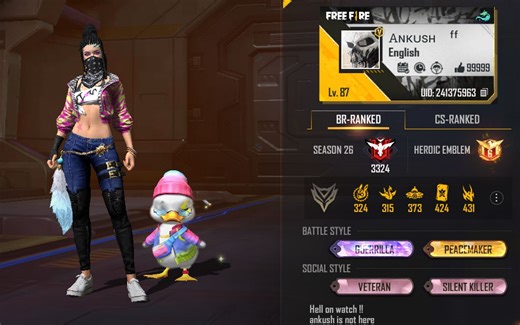 Ankush FF's Free Fire MAX ID, K/D ratio, stats, monthly income, and more in March 2022