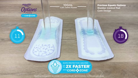Equate Options Women's Incontinence Pads, Ultimate Absorbency, Unscented, Long Length (102 Count)