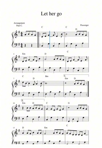 Let Her Go - Passenger (Sheet Tutorial) #lethergo #passenger #sheetmusic #piano #musictutorial