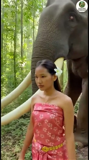 🌿 She Played and Walked With Her Gentle Giant in the Forest 🐘✨