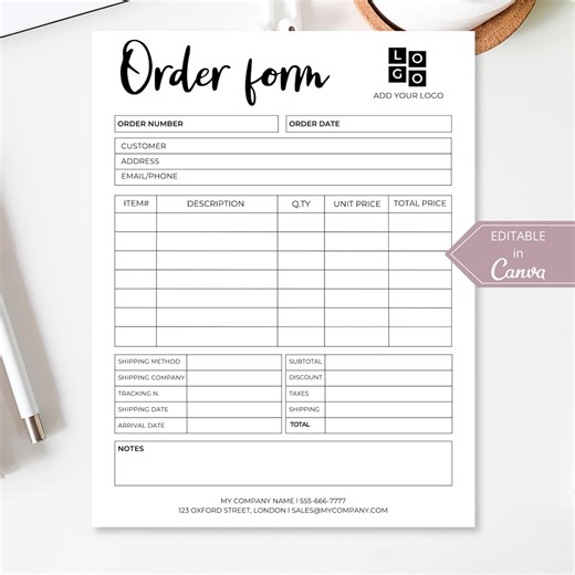 Order Form Canva Template | Small Business Forms Bundle | Editable Invoice Template | Cookie Order Form | Craft Sales Tracker - Etsy Canada
