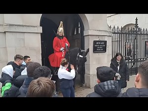 Tourist slaps horse across the face 3 times guard shouts step back gets police #horseguardsparade