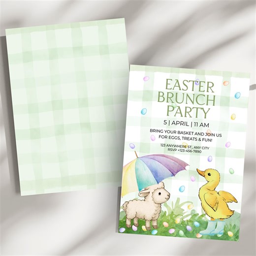 Pastel Easter Party Invitations- Editable in Canva - Etsy