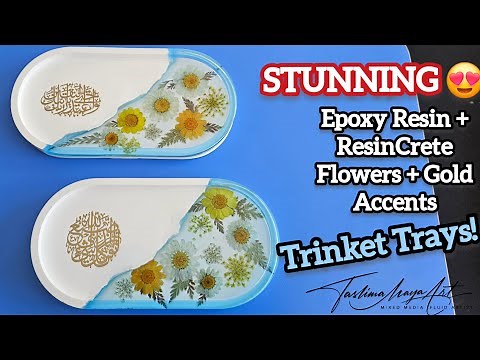 Resin + ResinCrete = STUNNING Trays! | Resin Crafts with Real Flowers & Gold Accents