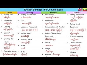 English-Burmese: 50 Conversations အင်္ဂလိပ်-ဗမာ:စကားစမြည်ပြောဆိုမှုများฺShopping, Home, School, Work