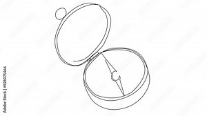 A detailed view of an open pocket compass design revealing the inner mechanisms and dial.