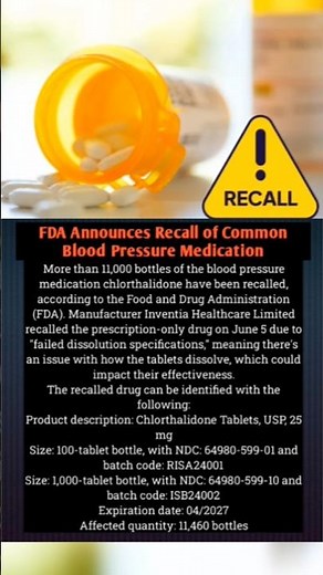 FDA Recalls BP Medication #global #news